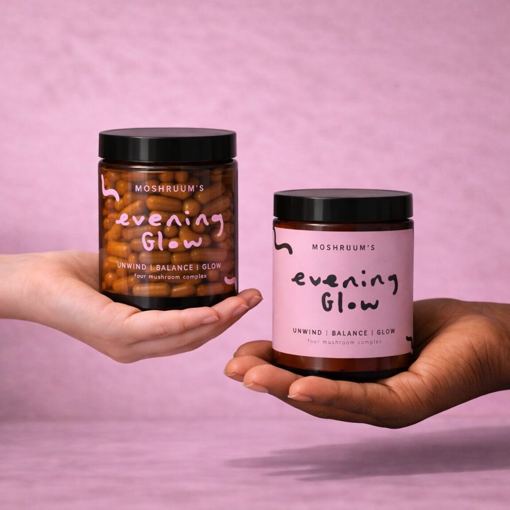 Evening Glow Capsules - Reishi Tremella Shiitake Chaga - Beauty From Within - Nighttime Ritual